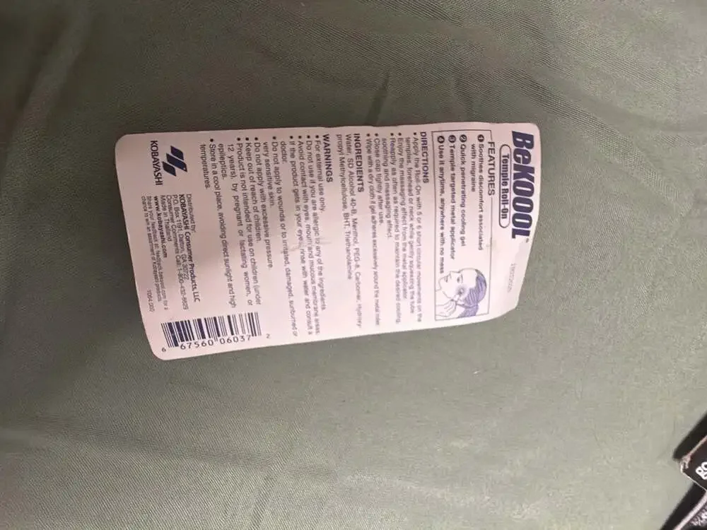 BeKoool Temple Roll-On Migraine Relief Cooling Gel 0.17 fl oz